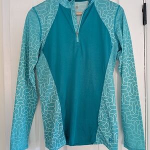 Mountain Hardwear Women's Turquoise Blue Long Sleeve Shirt Quarter Zip Size Med